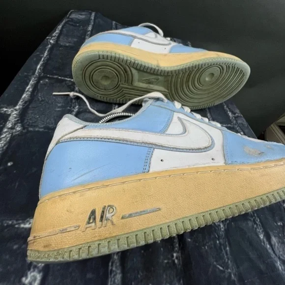 Vintage NIKE Air Force 1 Low Baby Sky Blue & White on Gum & Green - Picture 10 of 15